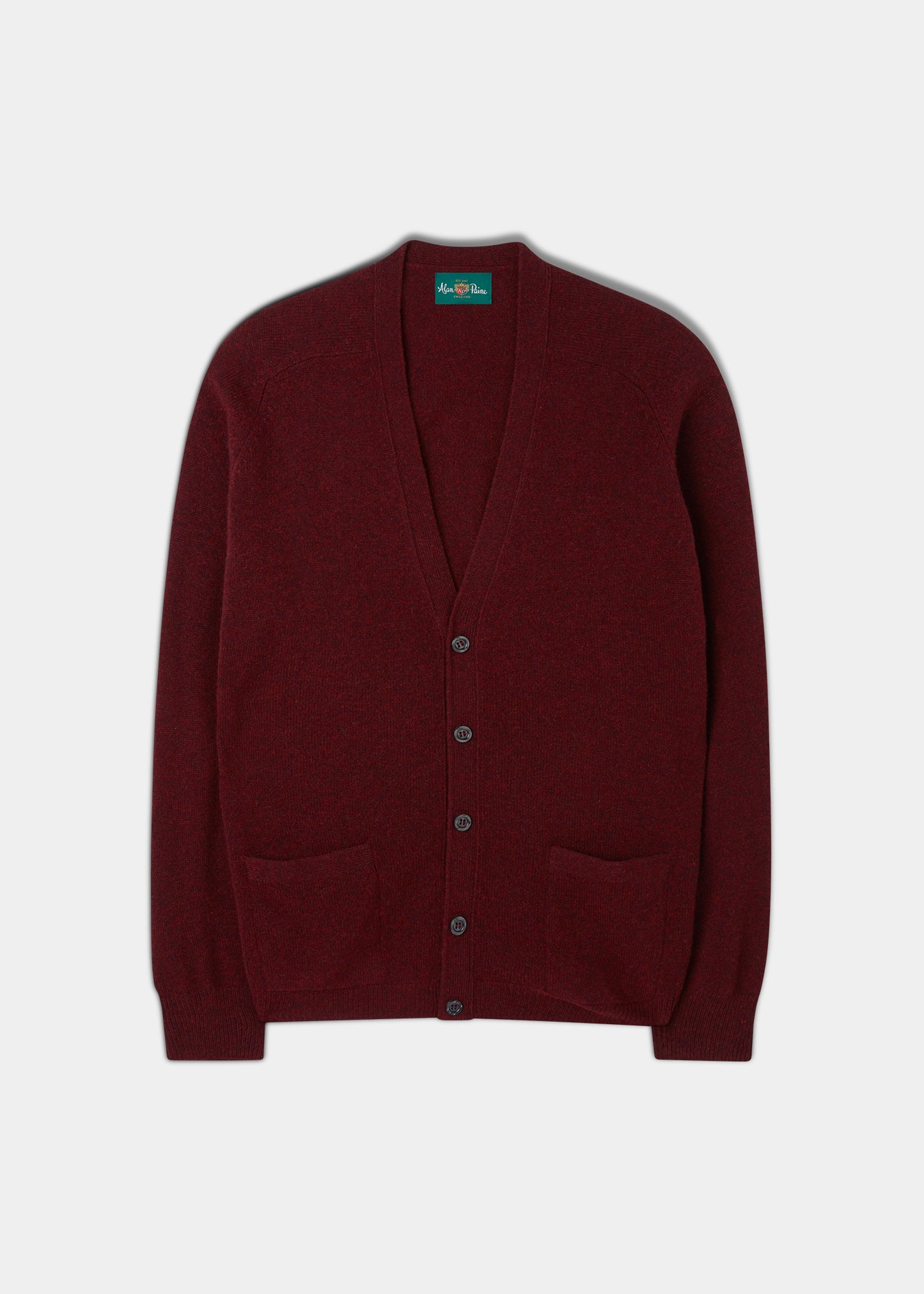 Cornwall Lambswool Cardigan in Red Velvet