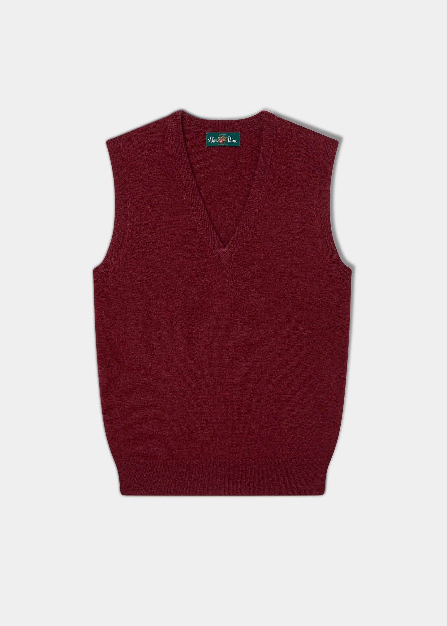Erin Luxury Vee Neck Fair Isle Tank Top in Berry