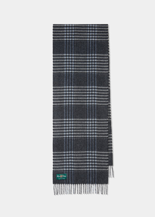 Cromdale Dogtooth Check Cashmere Scarf In Charcoal