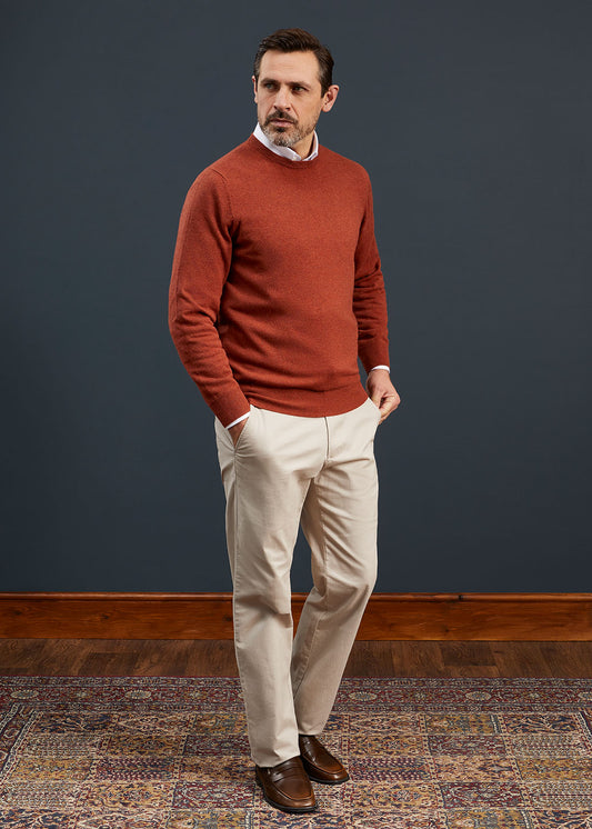 Men's Geelong Lambswool Crew Neck Jumper In Tiger