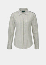 Bromford Ladies Cotton Shirt In Olive Check - Regular Fit