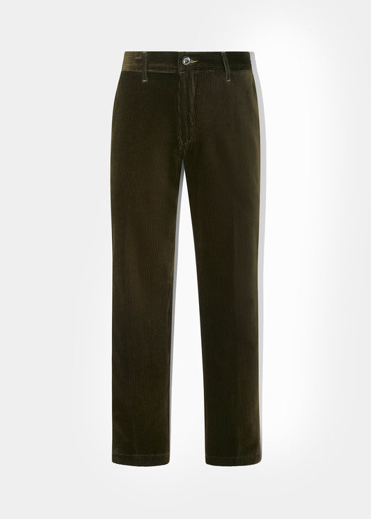 Men's Cotton Cord Trousers In Olive