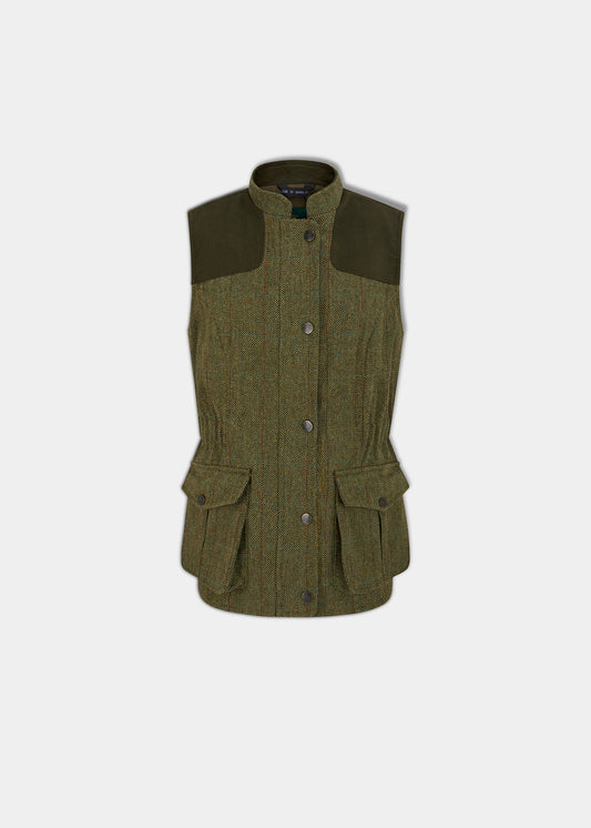 Rutland Ladies Tweed Gilet In Hemp