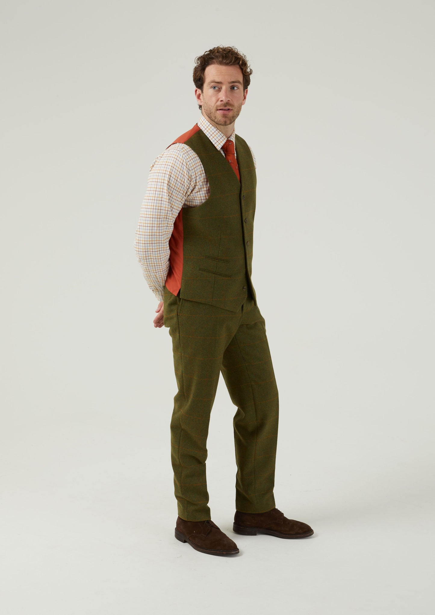 Combrook Men's Tweed Lined-Back Waistcoat In Maple