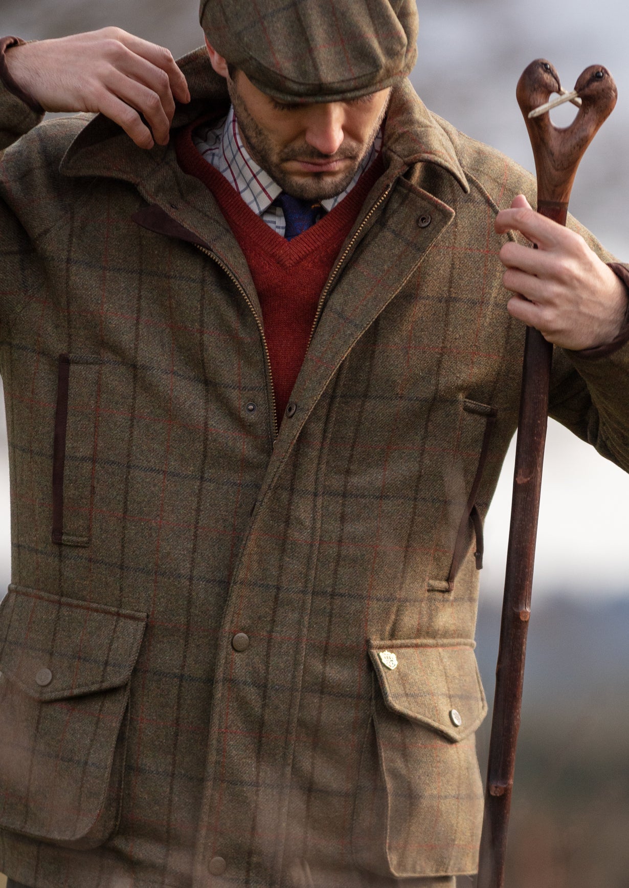 Combrook Men's Waterproof Tweed Coat In Thyme