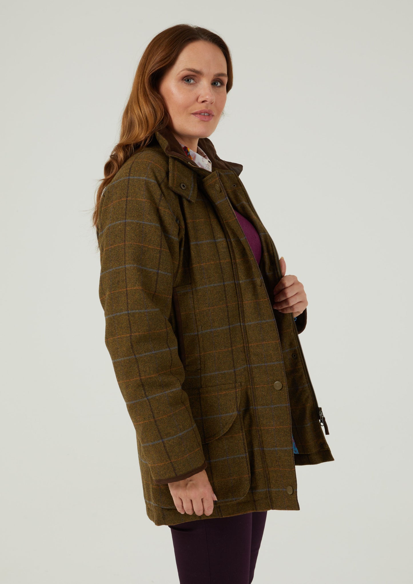 Combrook Ladies Tweed Shooting Coat In Hazel