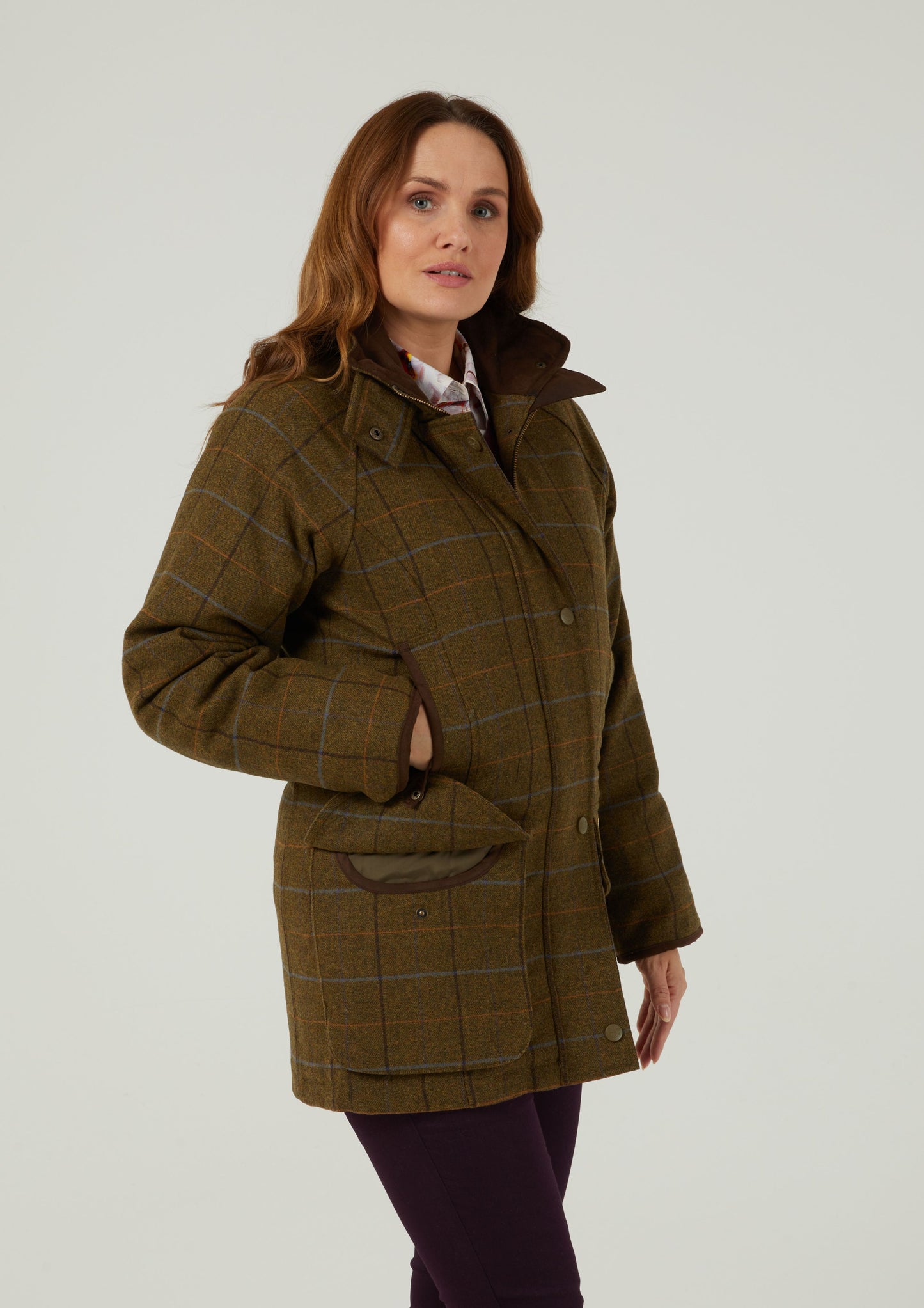 Combrook Ladies Tweed Shooting Coat In Hazel