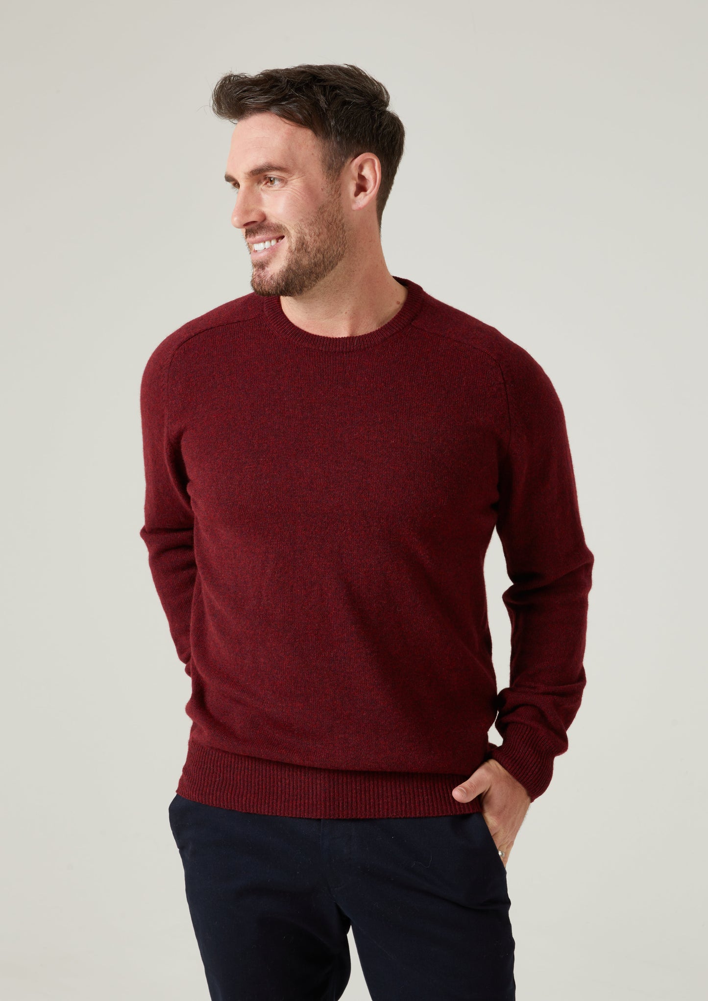 Dorset Men's Lambswool Jumper in Red Velvet