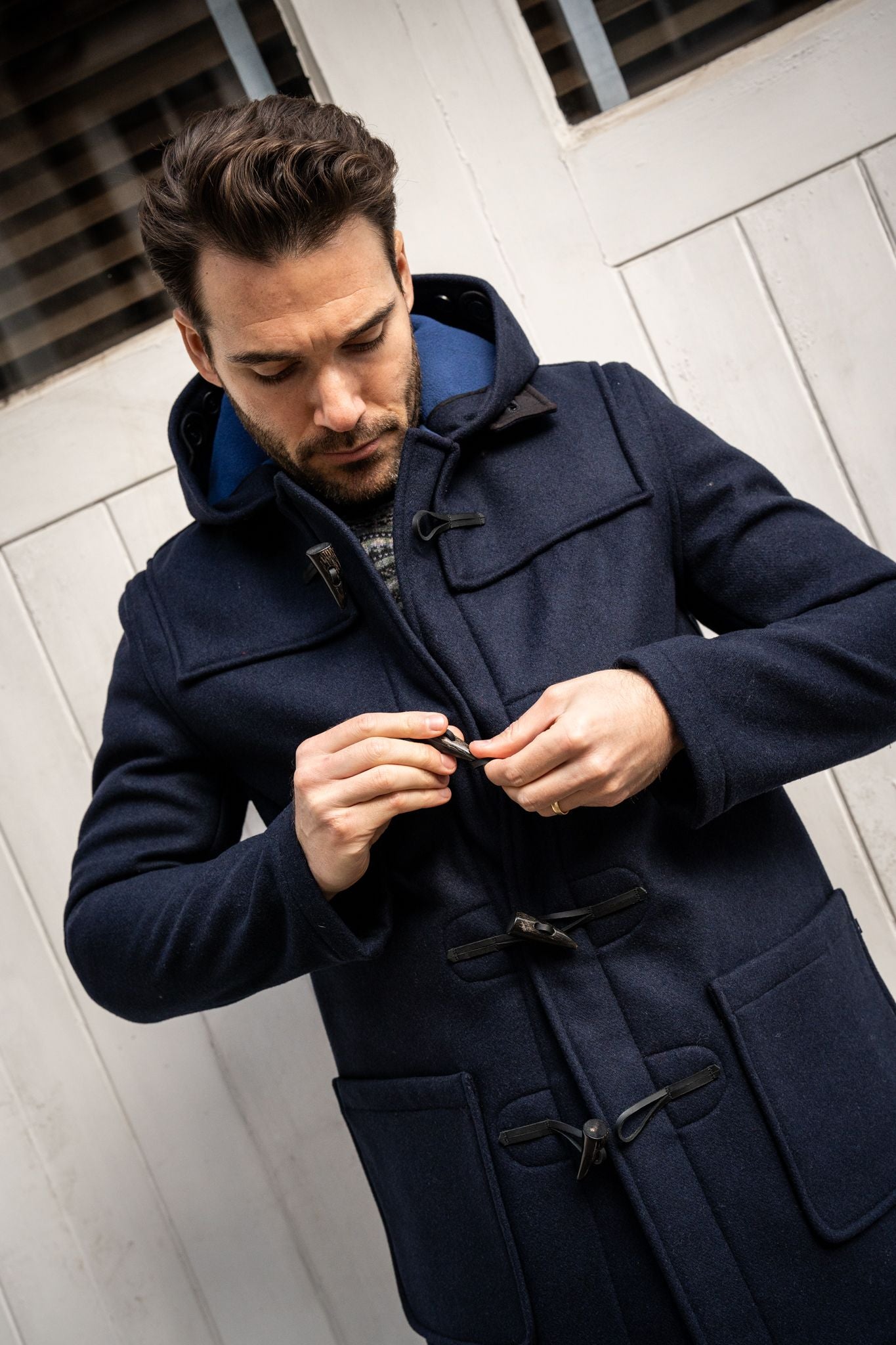Ewen Men's Duffle Coat In Navy