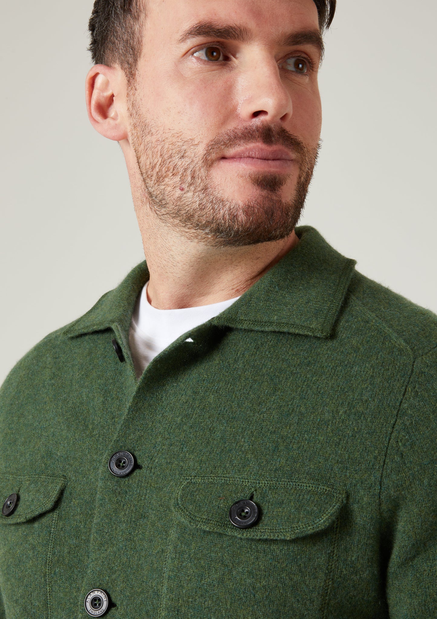 Ferndale Men's Knitted Lambswool Shirt In Rosemary