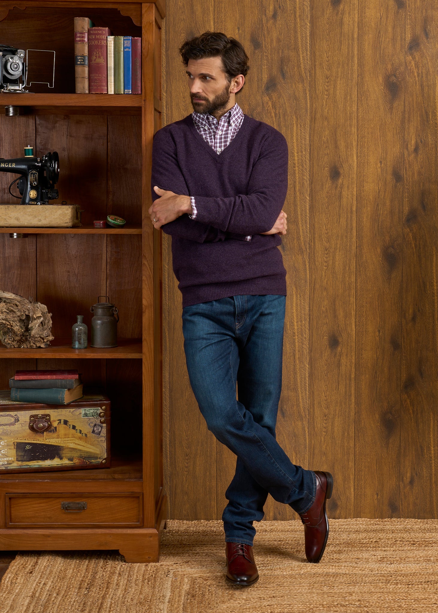 Hampshire Lambswool Jumper in Elderberry