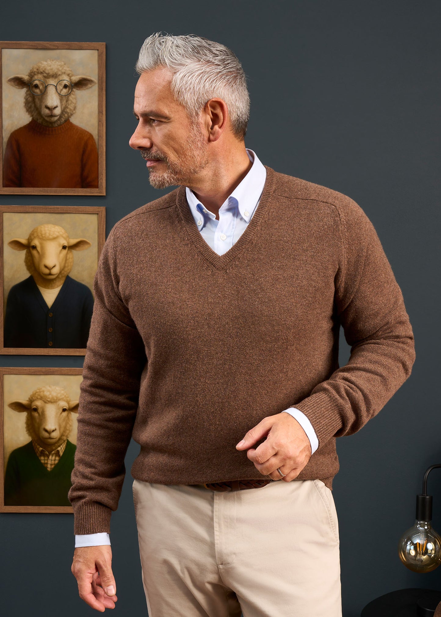 Hampshire Lambswool Jumper in Tobacco