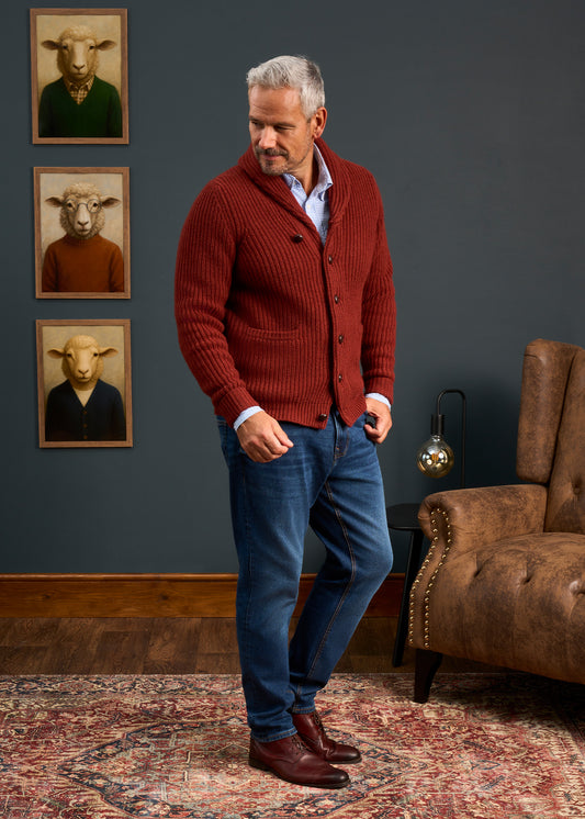 Lambswool-Shawl-Cardigan-Red-Brown