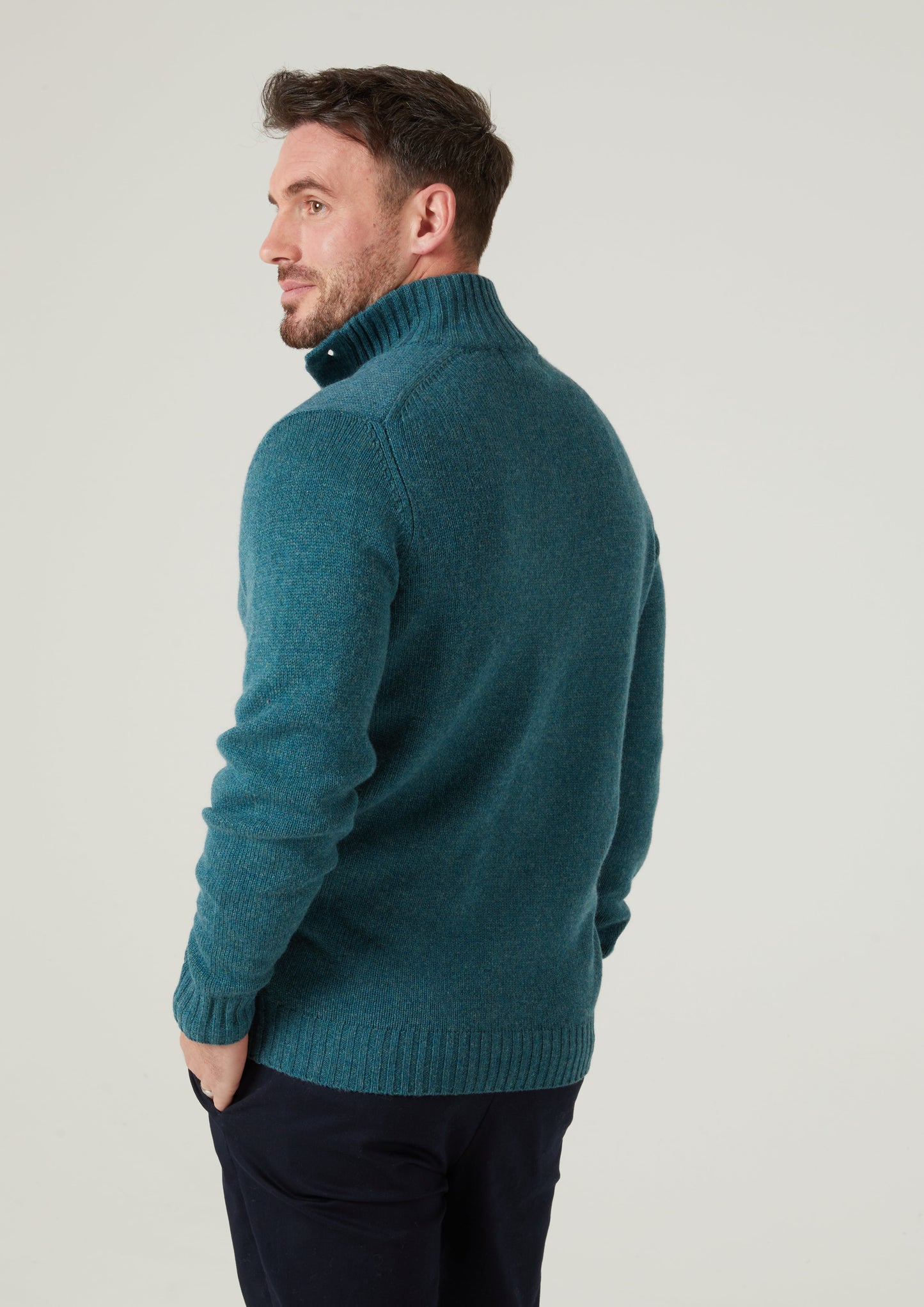 Landford Men's Lambswool Buttoned Jumper In Hunter