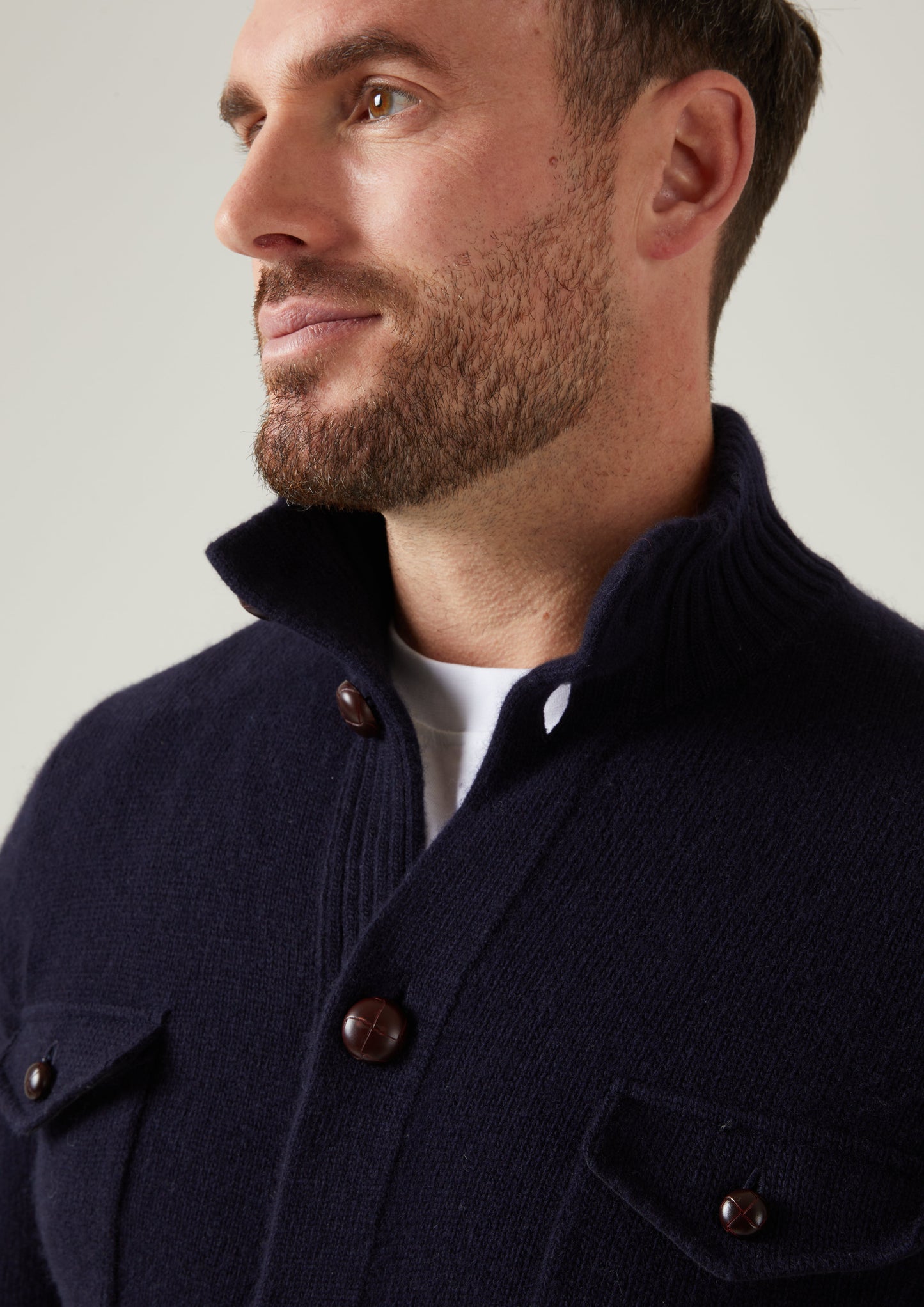 Landford Men's Lambswool Buttoned Jumper In Navy