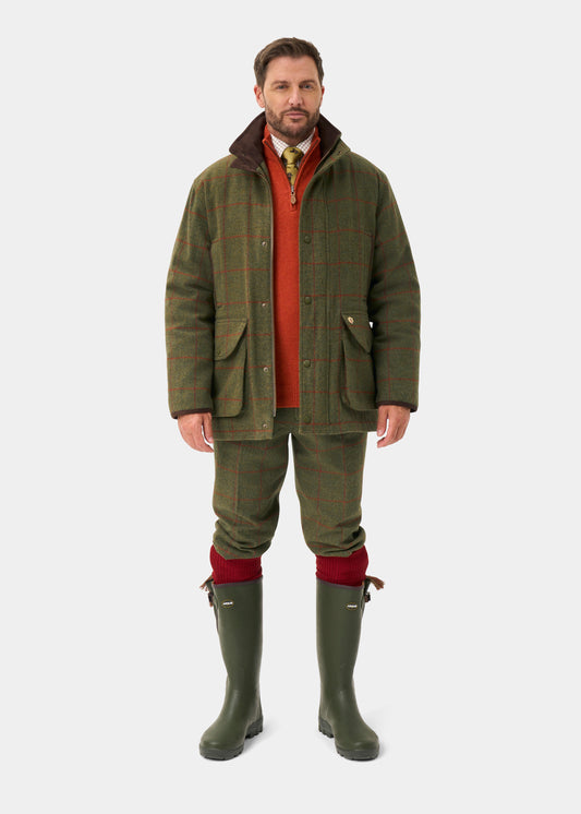 Combrook Men's Tweed Waterproof Shooting Field Coat in Reed - Shooting Fit