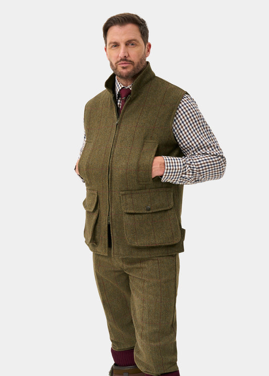 Rutland Men's Tweed Water Repellent Waistcoat In Oakley - Shooting Fit