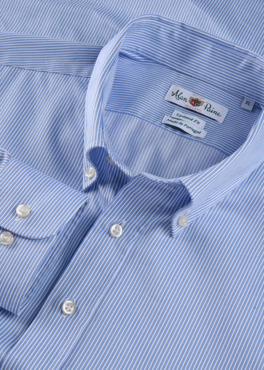 Men's Cotton Long Sleeve Shirt in Blue Striped