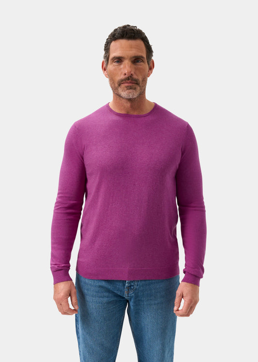 Men's Cotton Cashmere Crew Neck Jumper in Purple