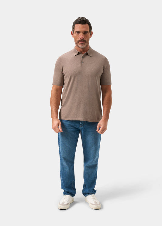 Men's Cotton Polo Shirt in Light Brown