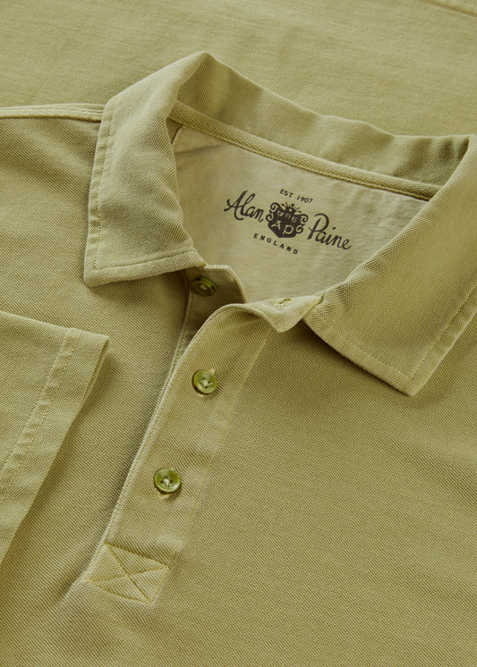 Men's Pique Cotton Polo Shirt in Olive Green