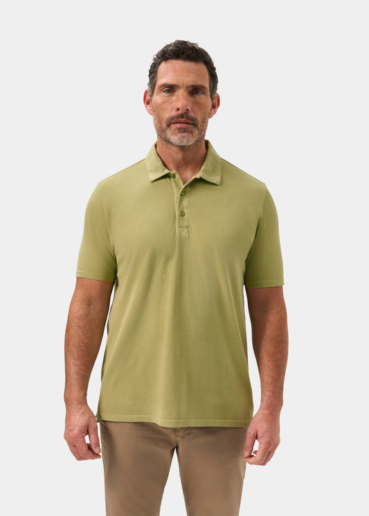 Men's Pique Cotton Polo Shirt in Olive Green