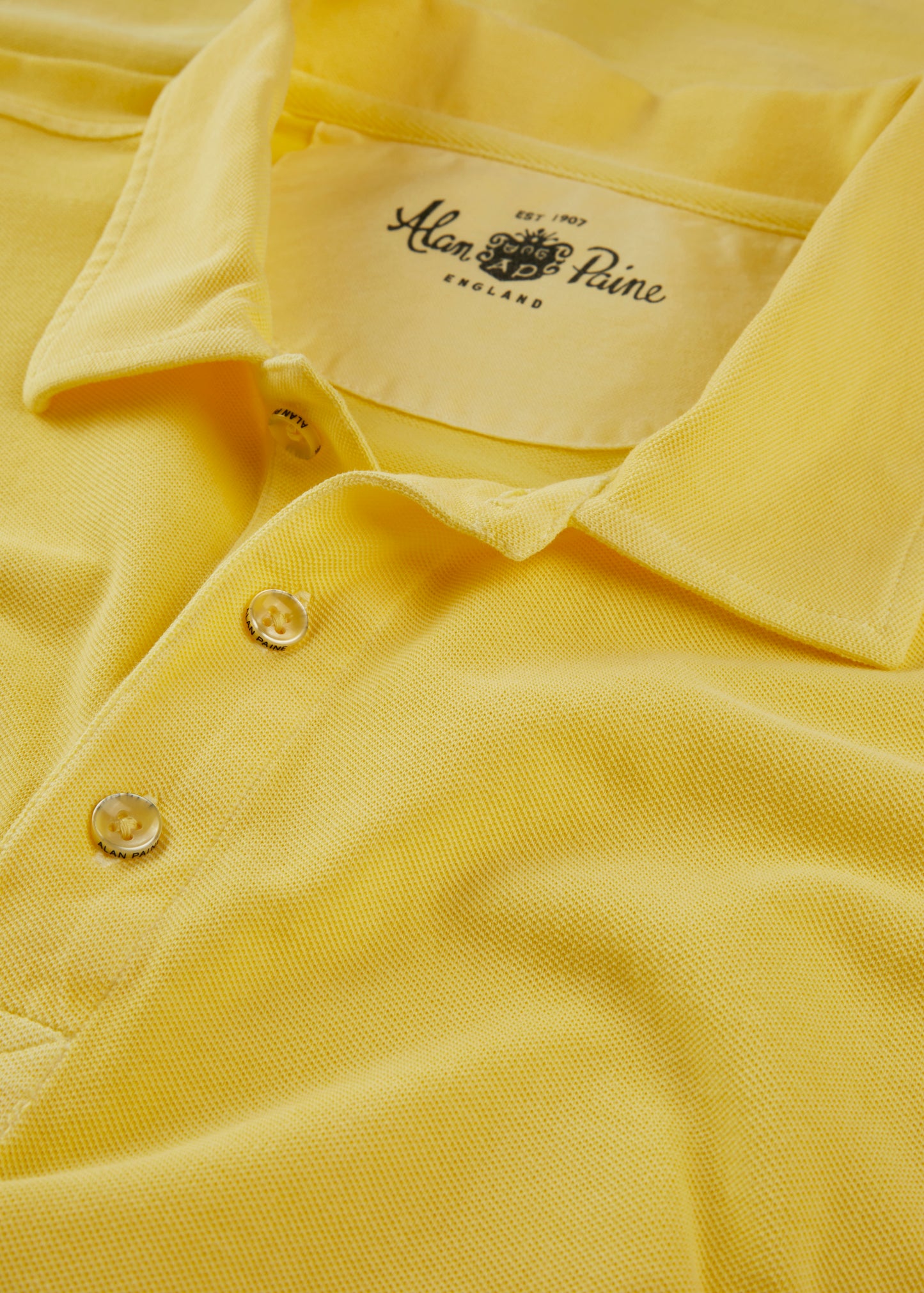 Men's Pique Cotton Polo Shirt in Yellow