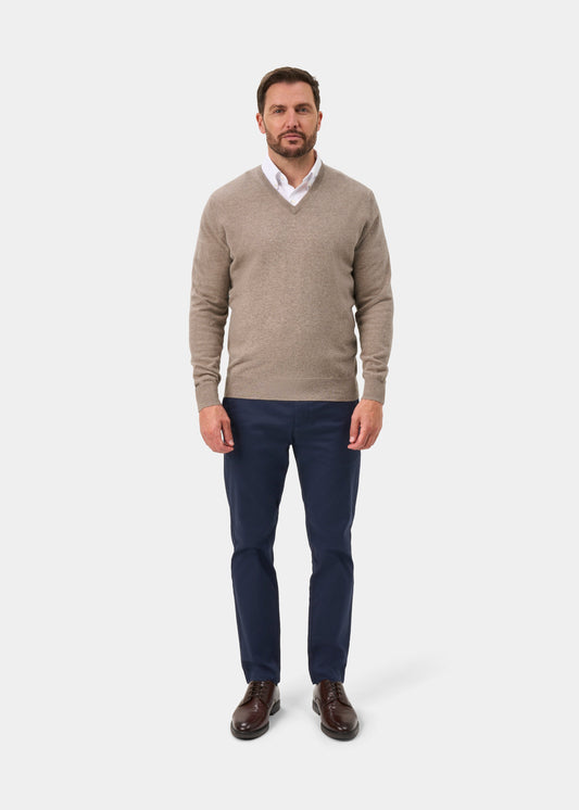Albury Geelong Wool Jumper in Mushroom - Regular Fit