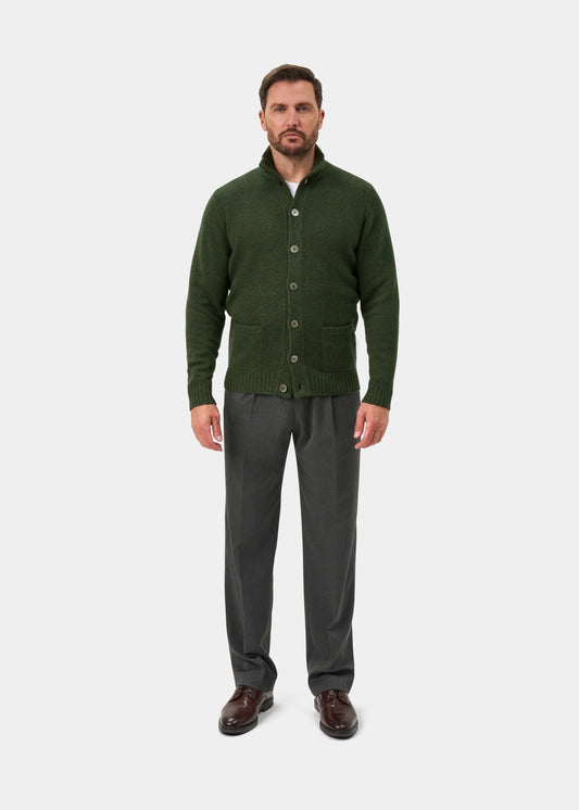 Landford Men's Lambswool Buttoned Jumper In Rosemary - Regular Fit