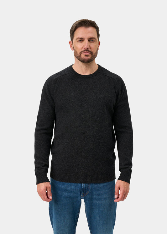 Lenzie Men's Lambswool Jumper In Charcoal - Regular Fit
