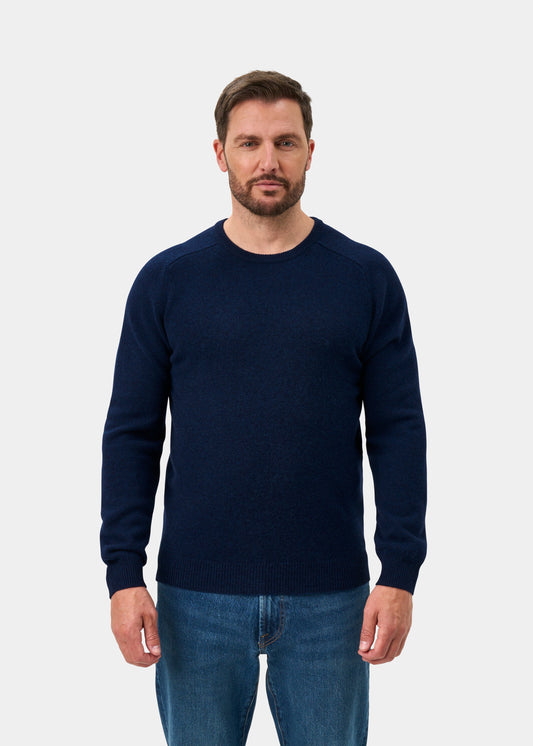 Lenzie Men's Lambswool Jumper In Indigo - Regular Fit