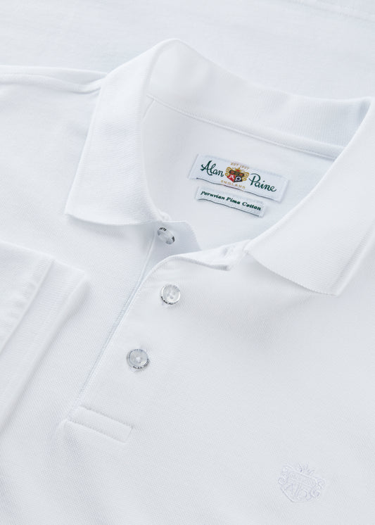 Men's Pique Cotton Polo Shirt in White