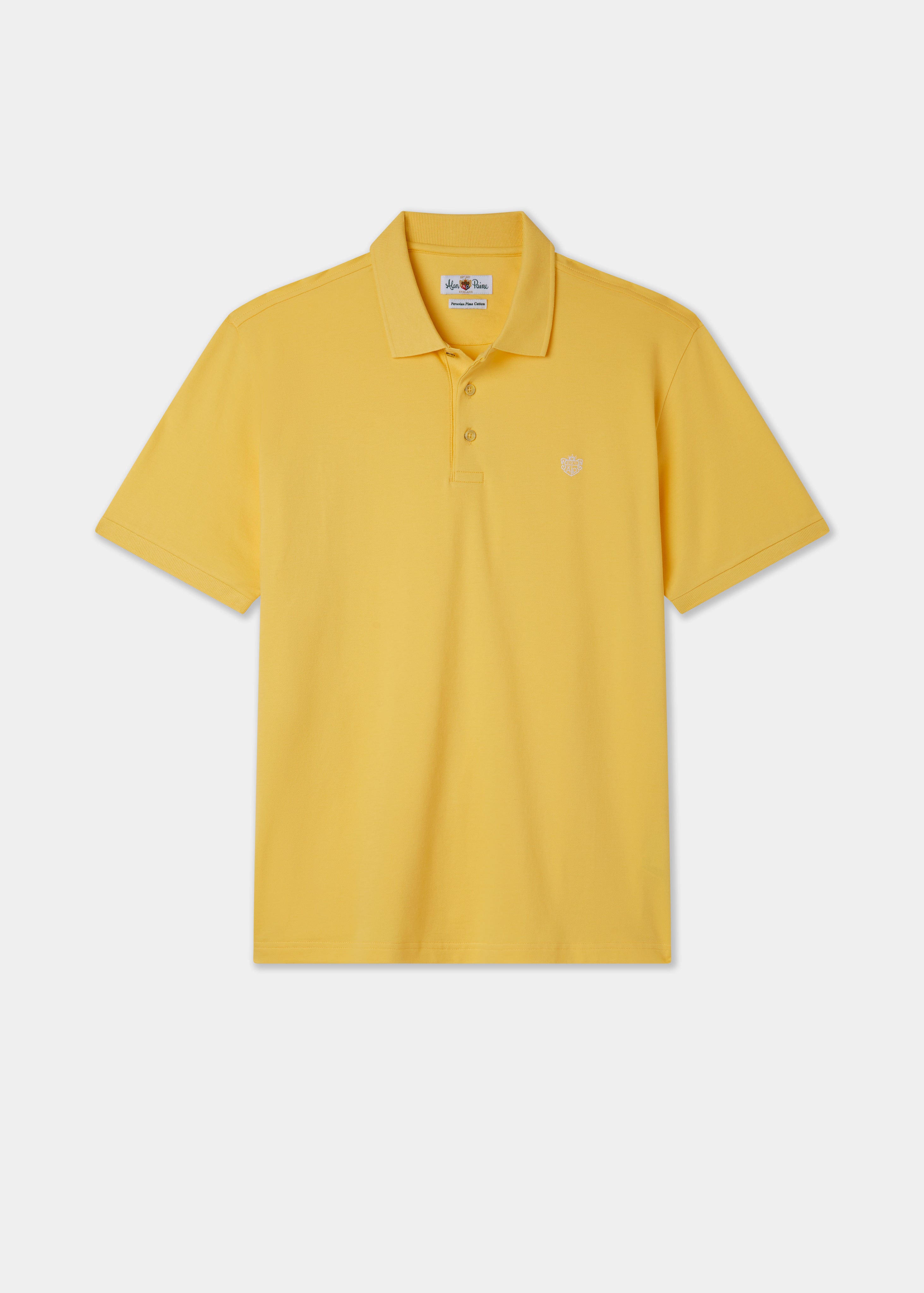 Men's Yellow Pique Polo Shirt In Lemon – Alan Paine