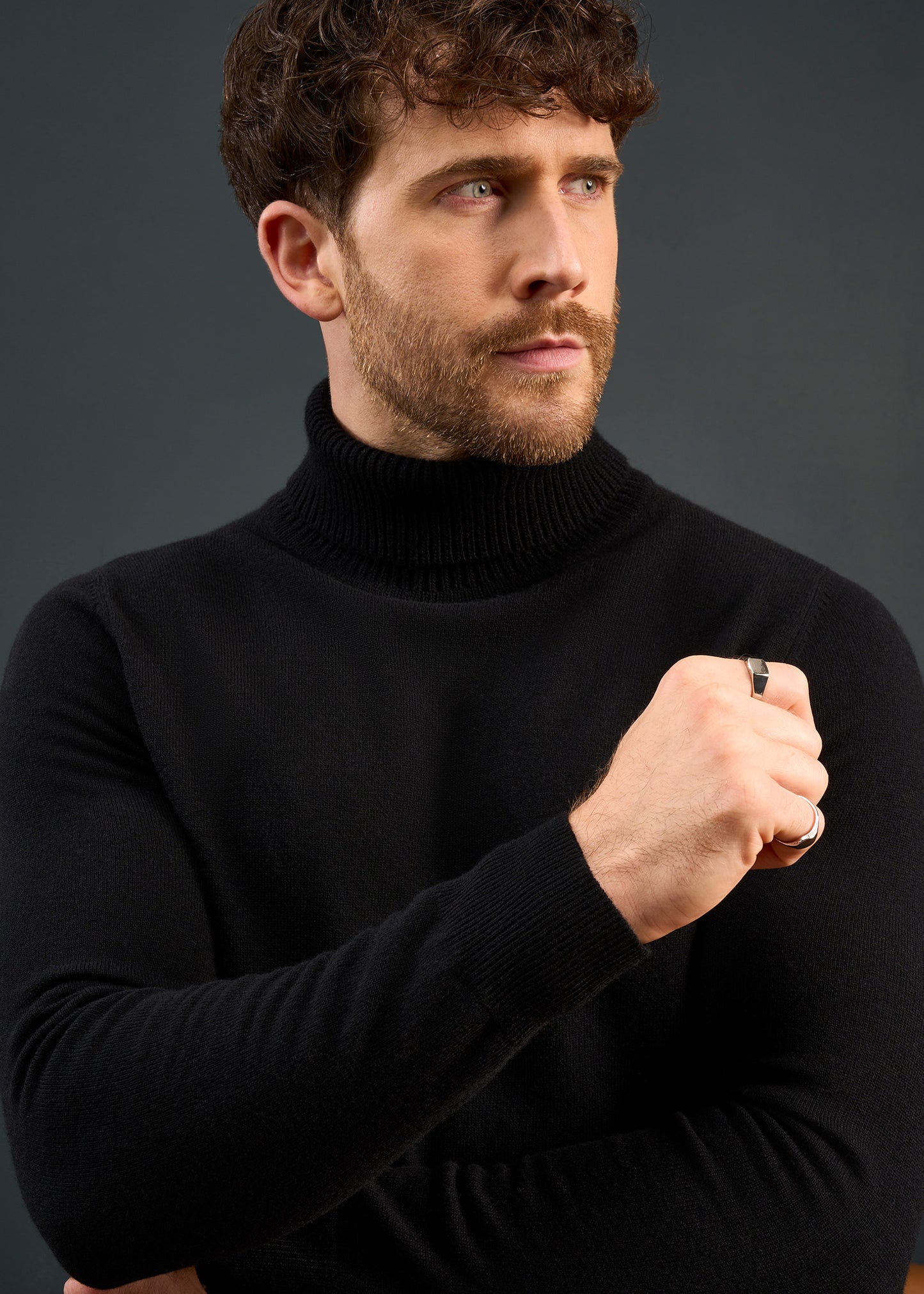 Mens-Roll-Neck-Jumper-Black
