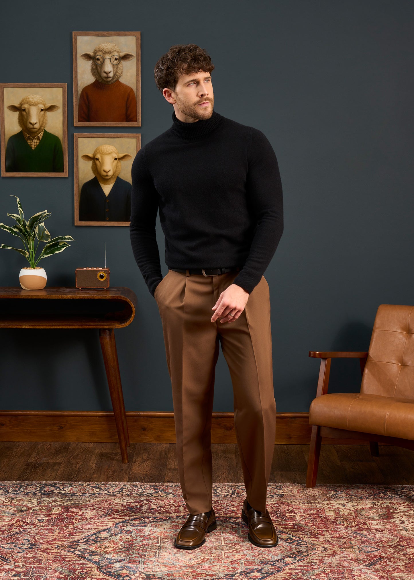 Mens-Roll-Neck-Jumper-Black