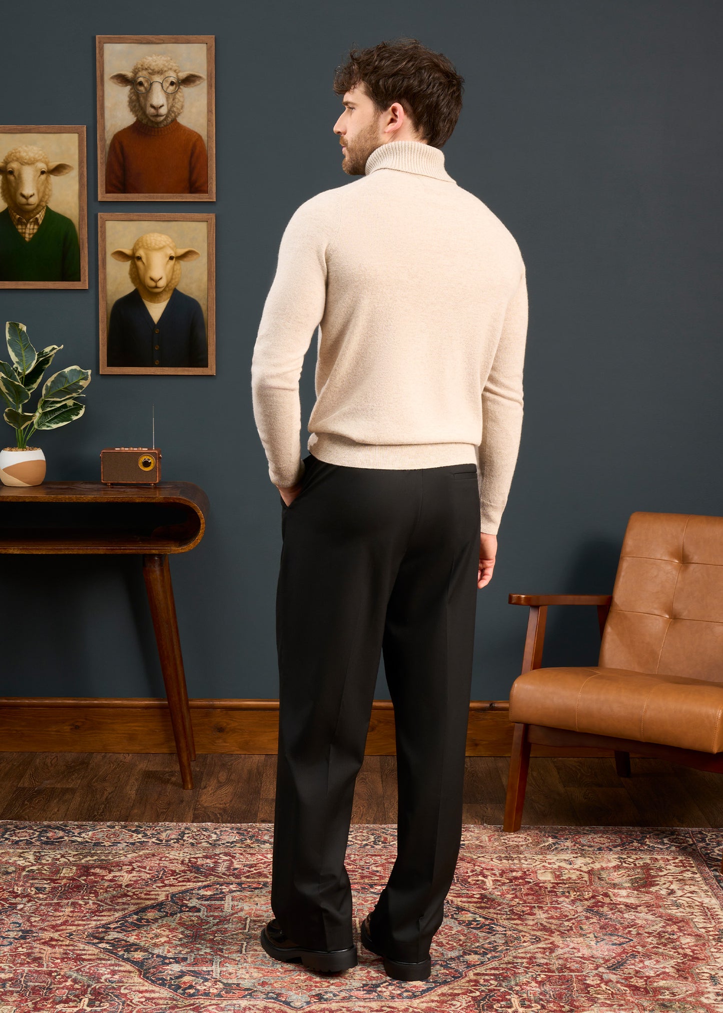Mens-Roll-Neck-Jumper-Cream