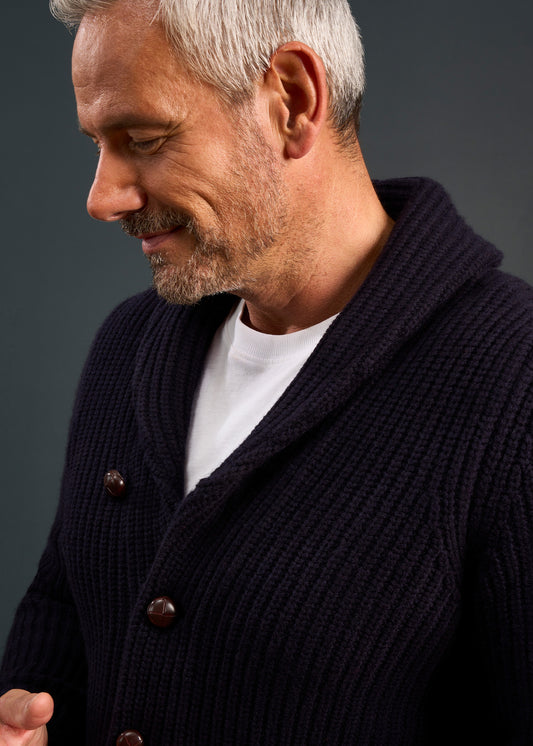 Mens-Swawl-Collar-Cardigan-Navy