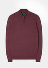 Men's Cotton Cashmere 1/4 Zip Jumper In Burgundy
