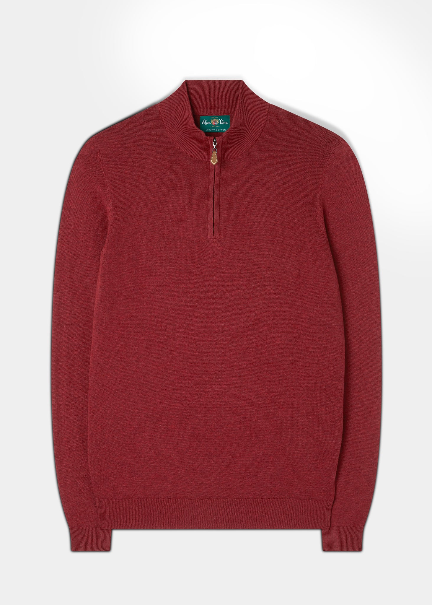 Men's Cotton Cashmere 1/4 Zip Jumper In Cherry