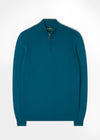 Men's Cotton Cashmere 1/4 Zip Jumper In Peacock