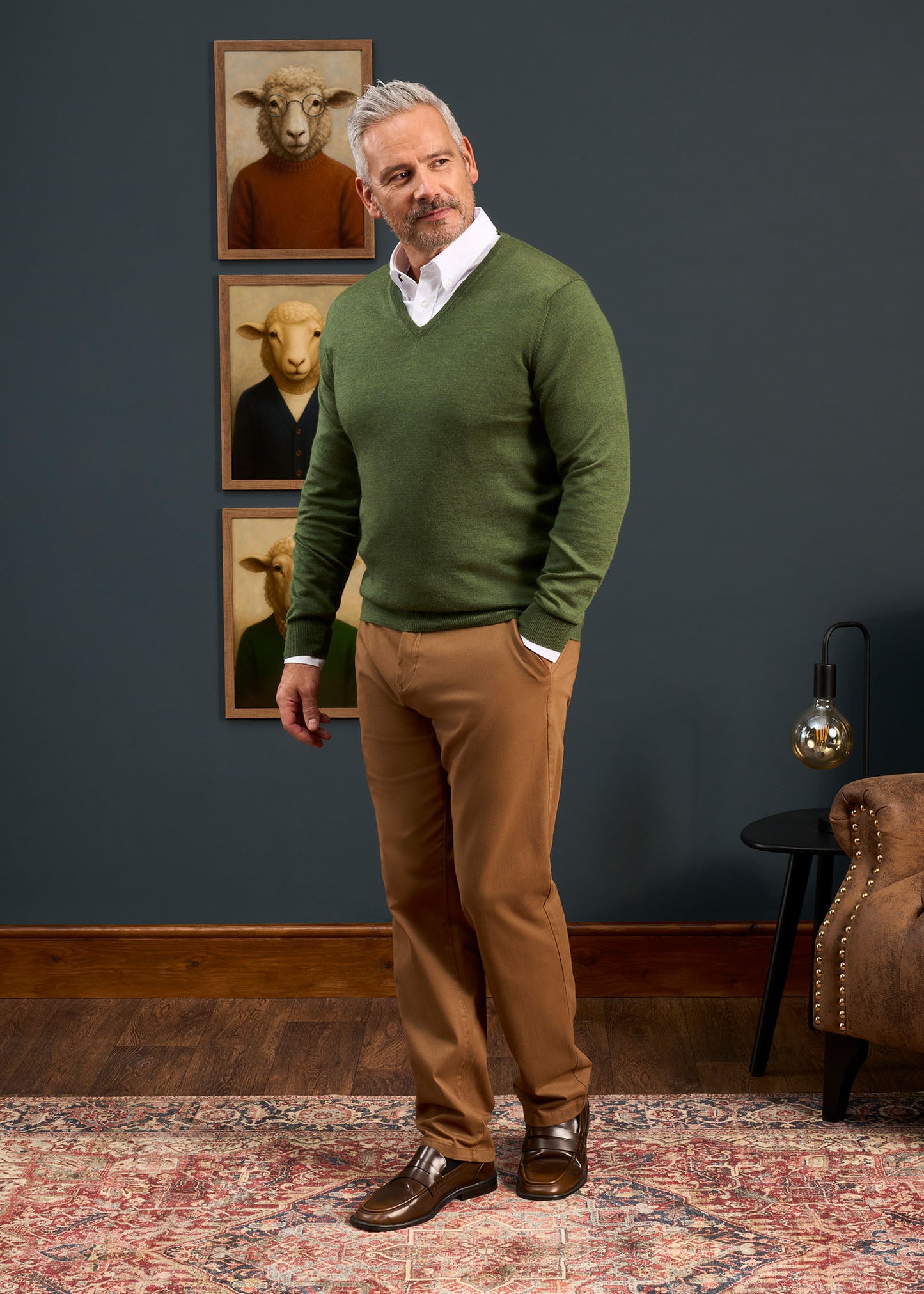 Millbreck Men's Merino Wool Jumper in Forest