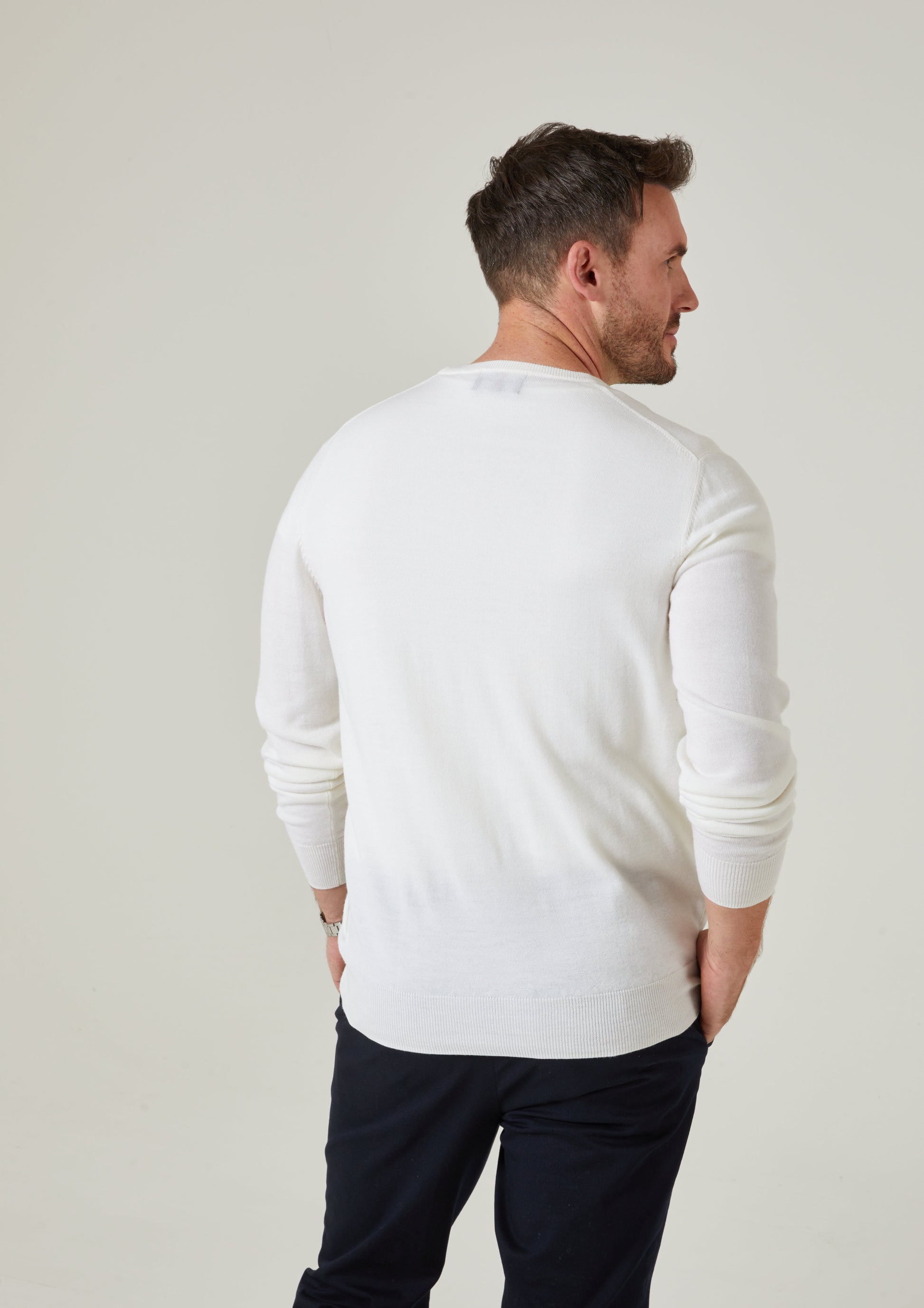 Radstone Men's Merino Wool Jumper in Ecru