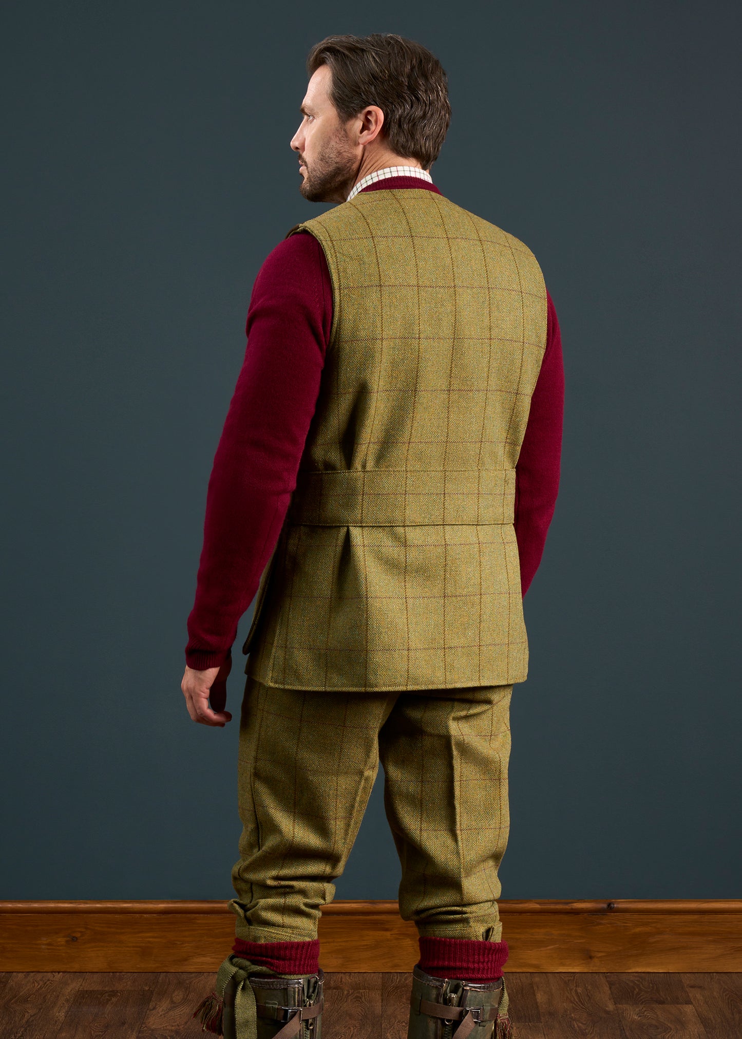 Rutland Men's Tweed Shooting Waistcoat In Lichen