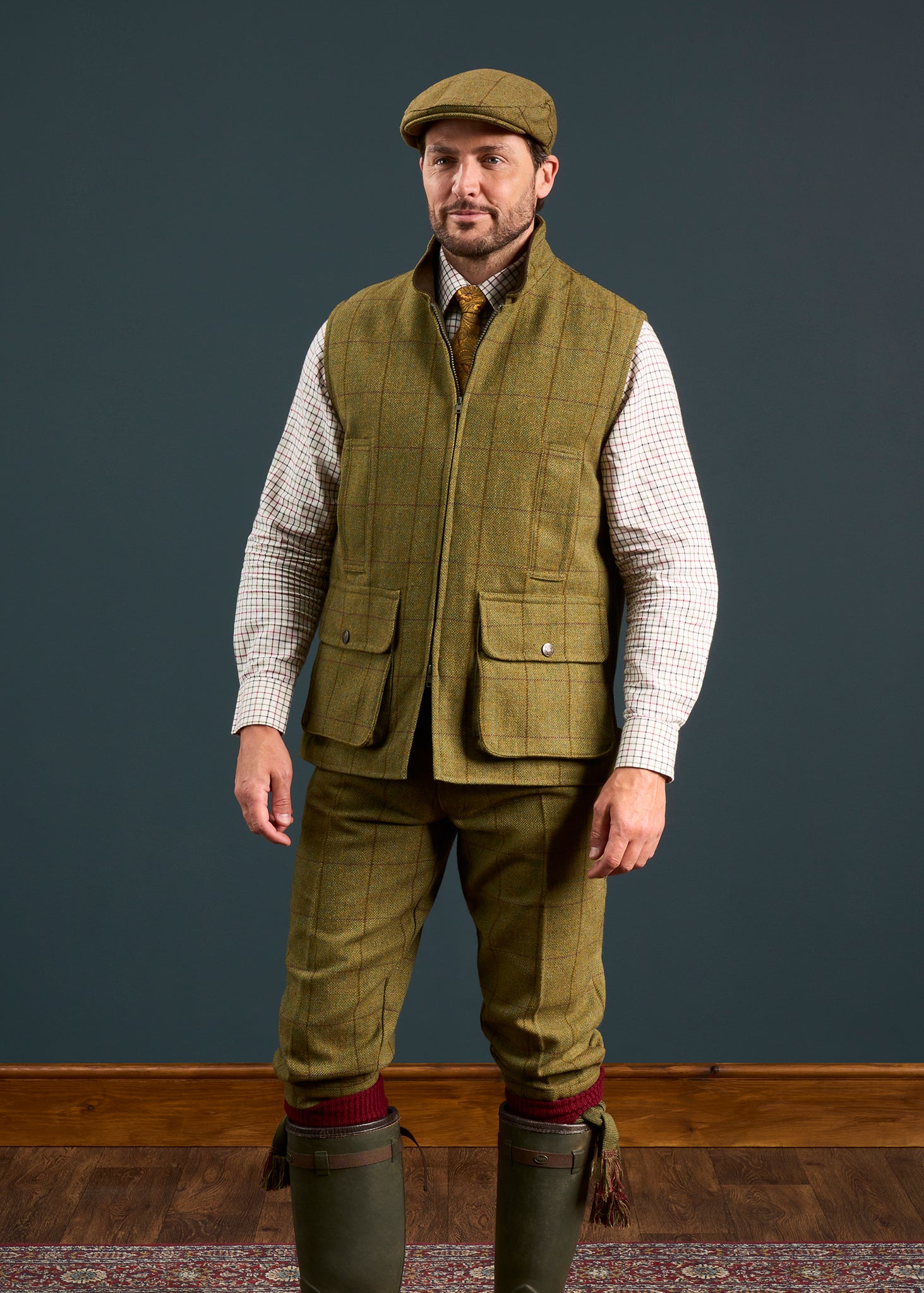 Rutland Men's Tweed Waistcoat In Lichen