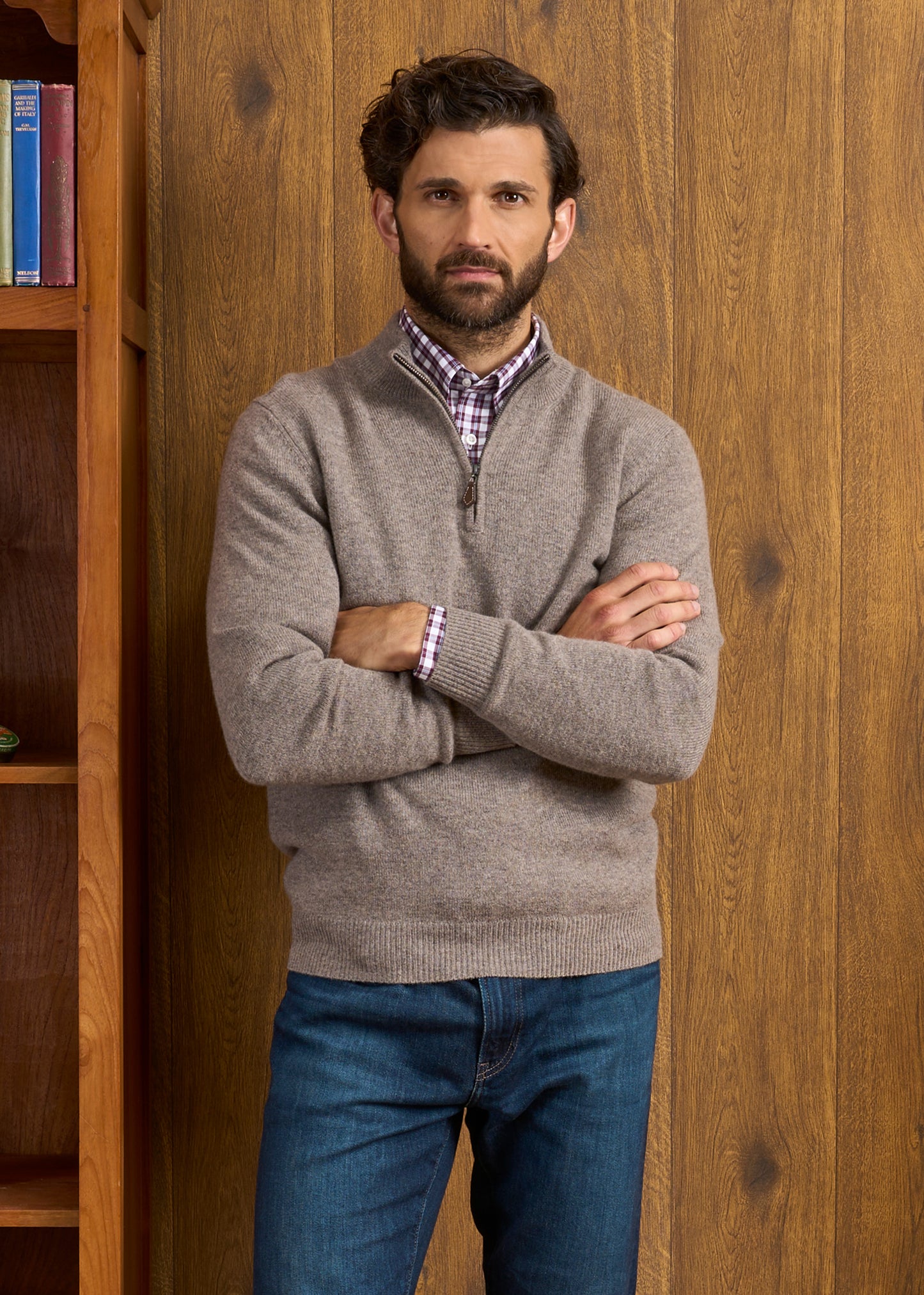 Sutherland Lambswool 1/4 Zip Jumper in Vole