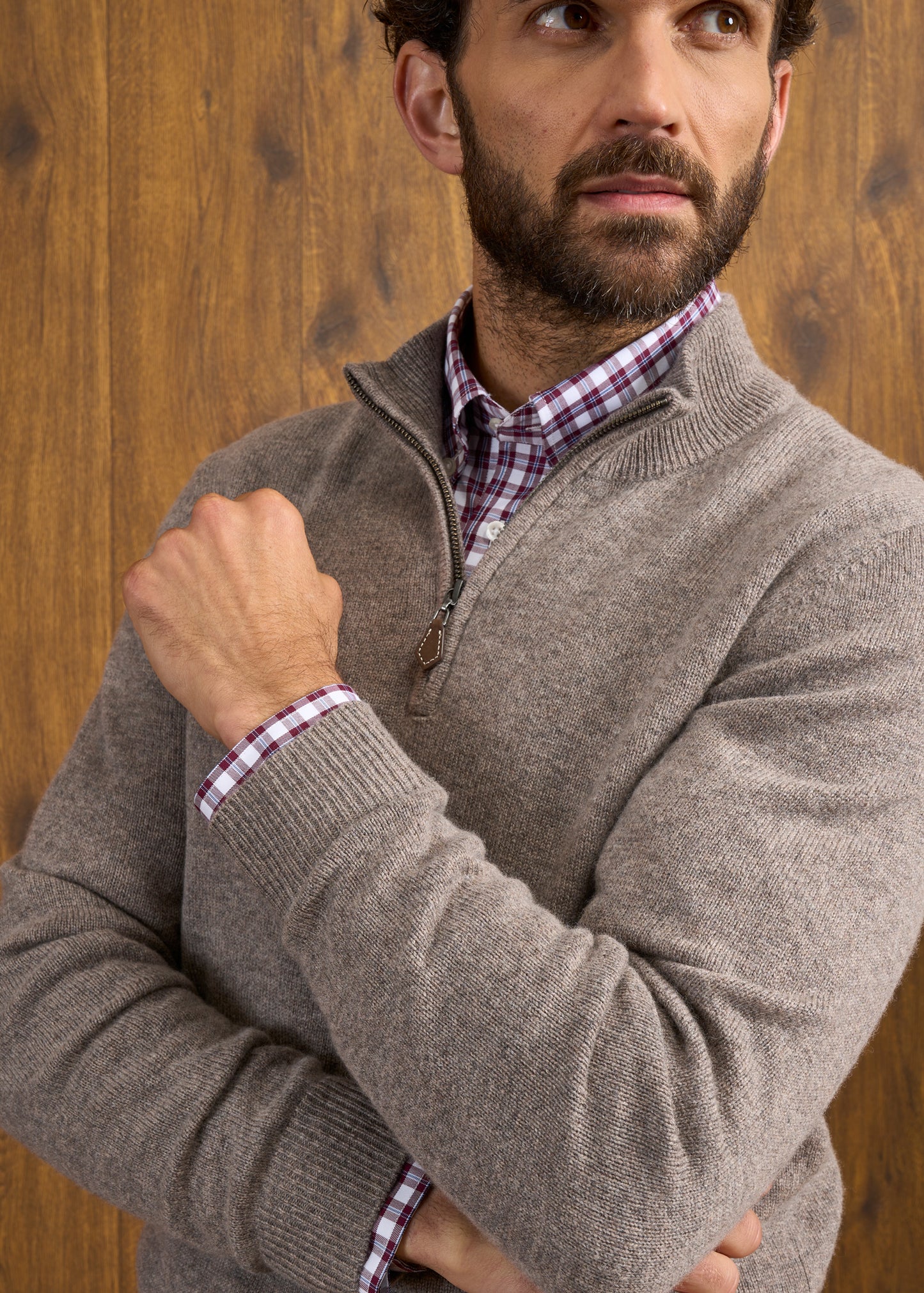 Sutherland Lambswool 1/4 Zip Jumper in Vole