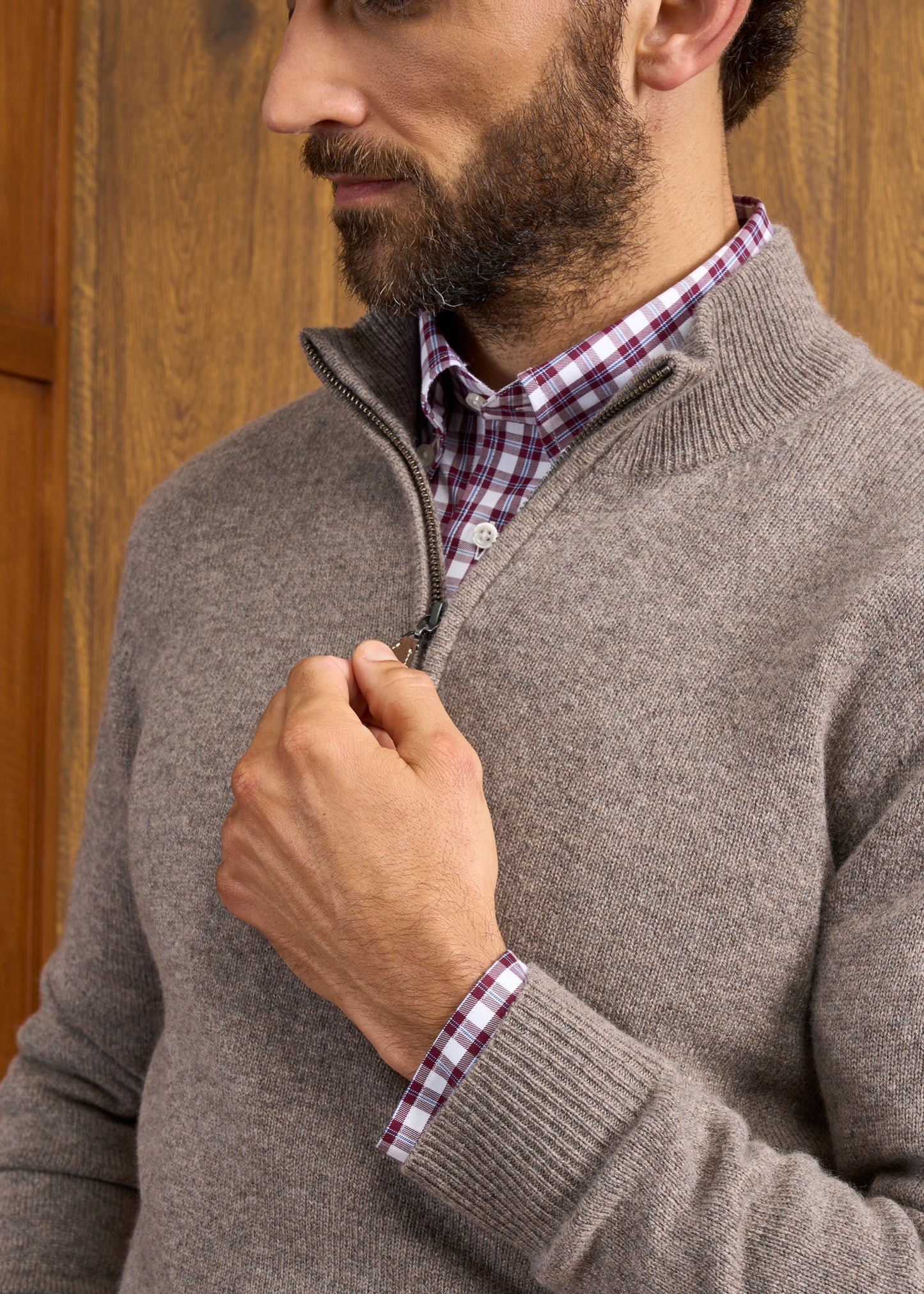 Sutherland Lambswool 1/4 Zip Jumper in Vole