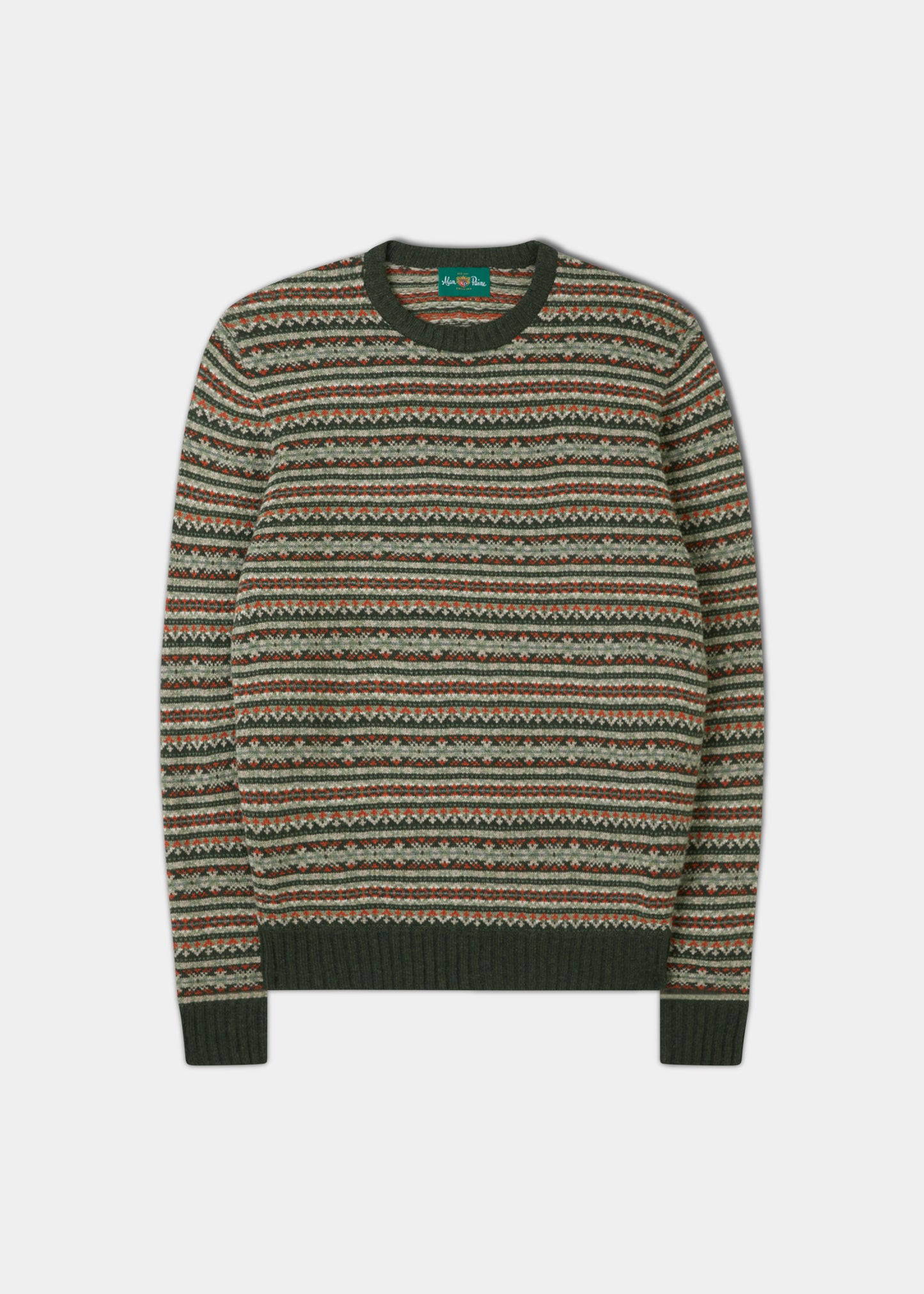 Towthorpe Men's Lambswool Fairisle Green Jumper - Regular Fit