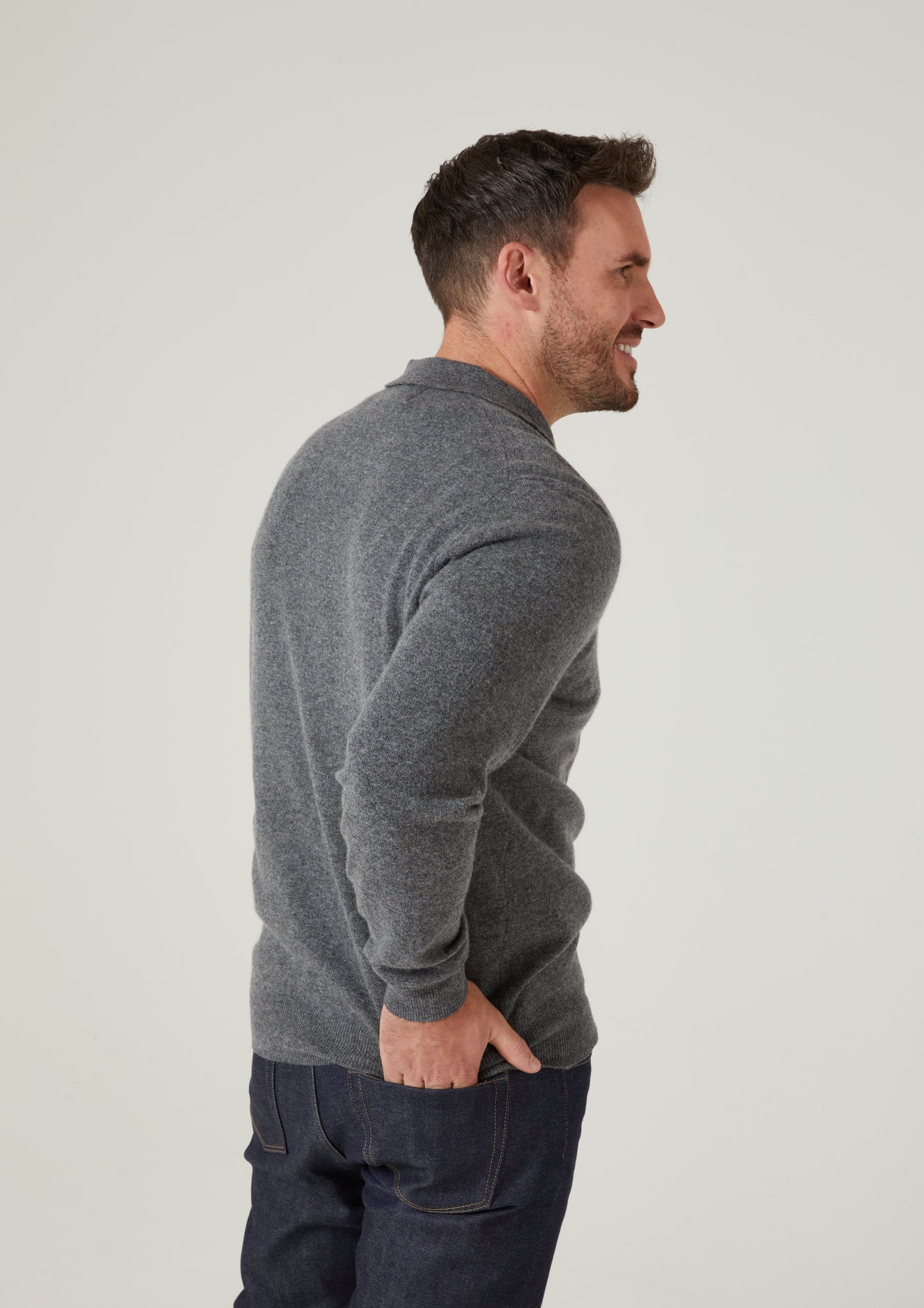 Tresswell Geelong Wool Long Sleeve Polo Shirt in Derby