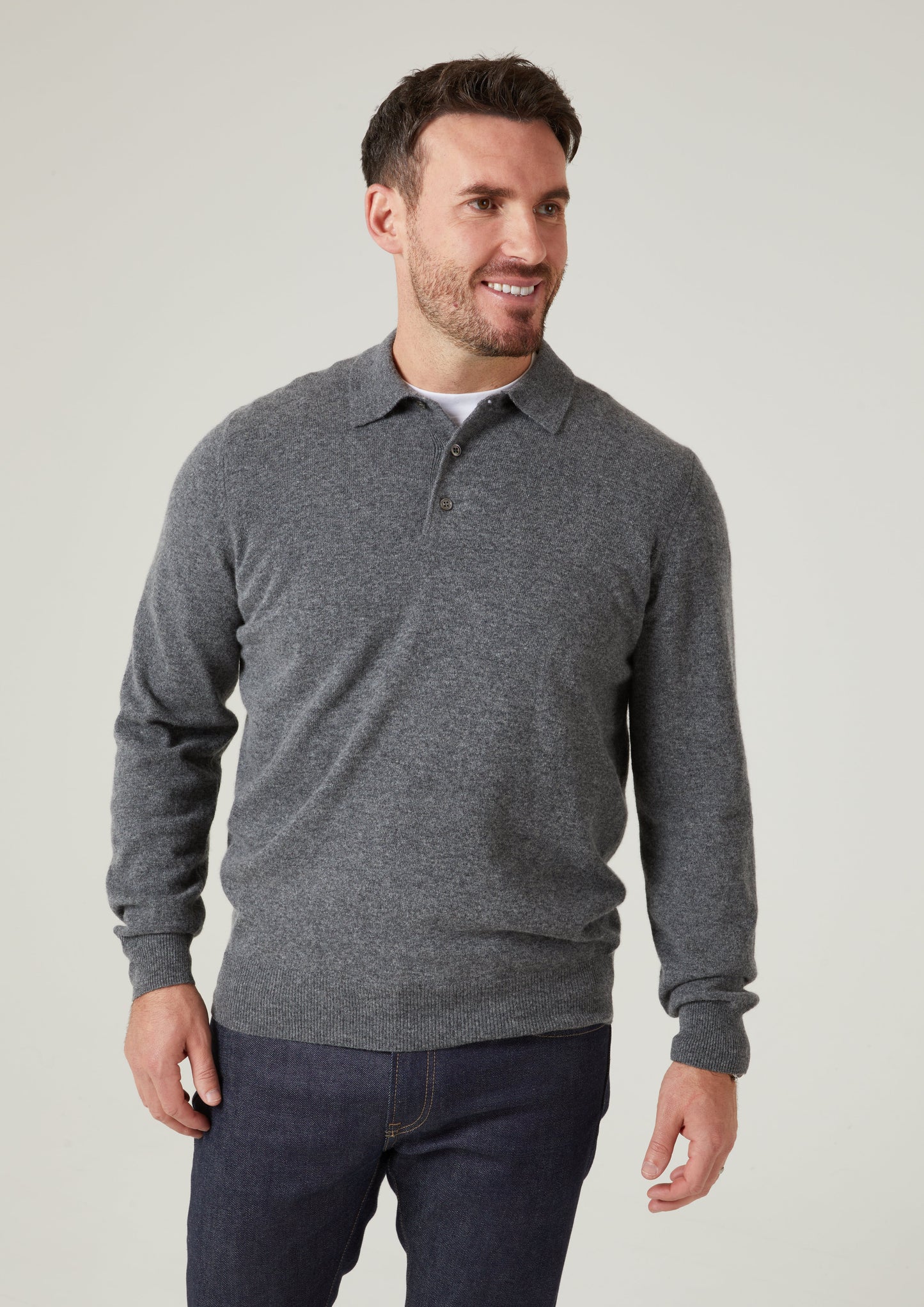Tresswell Geelong Wool Long Sleeve Polo Shirt in Derby